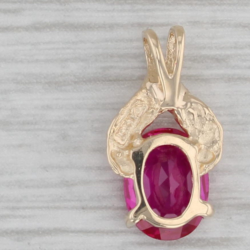 Gray 1.48ctw Lab Created Ruby Pendant 10k Yellow Gold Oval Solitaire