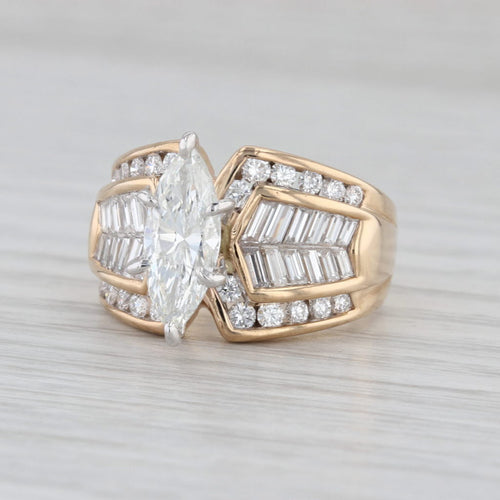 GIA 2.51ctw Marquise Engagement Ring Bridal 14k Yellow Gold Size 5-5.25