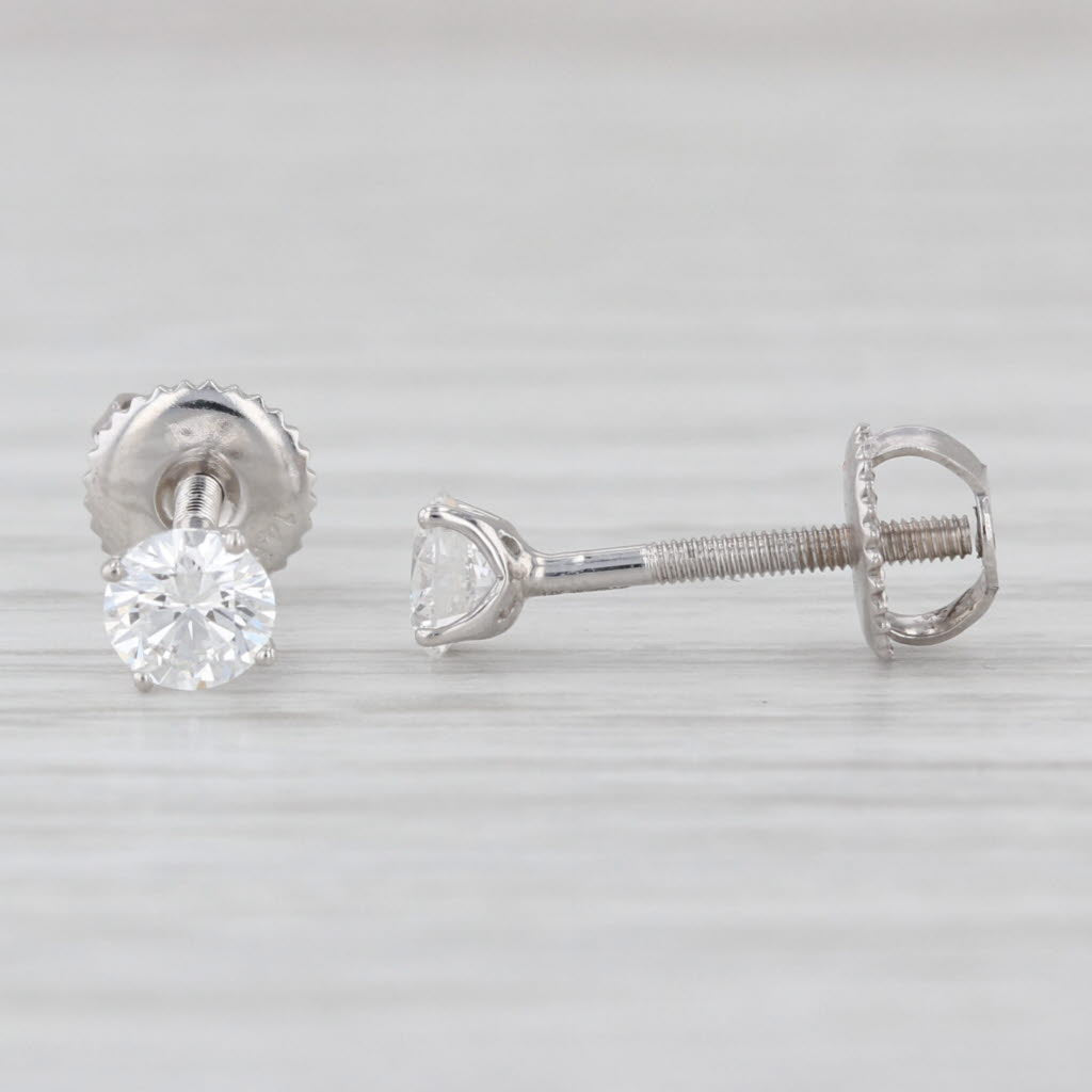 Novello 0.52ctw Lab Grown Diamond Stud Earrings 14k White Gold Studs Screw Back