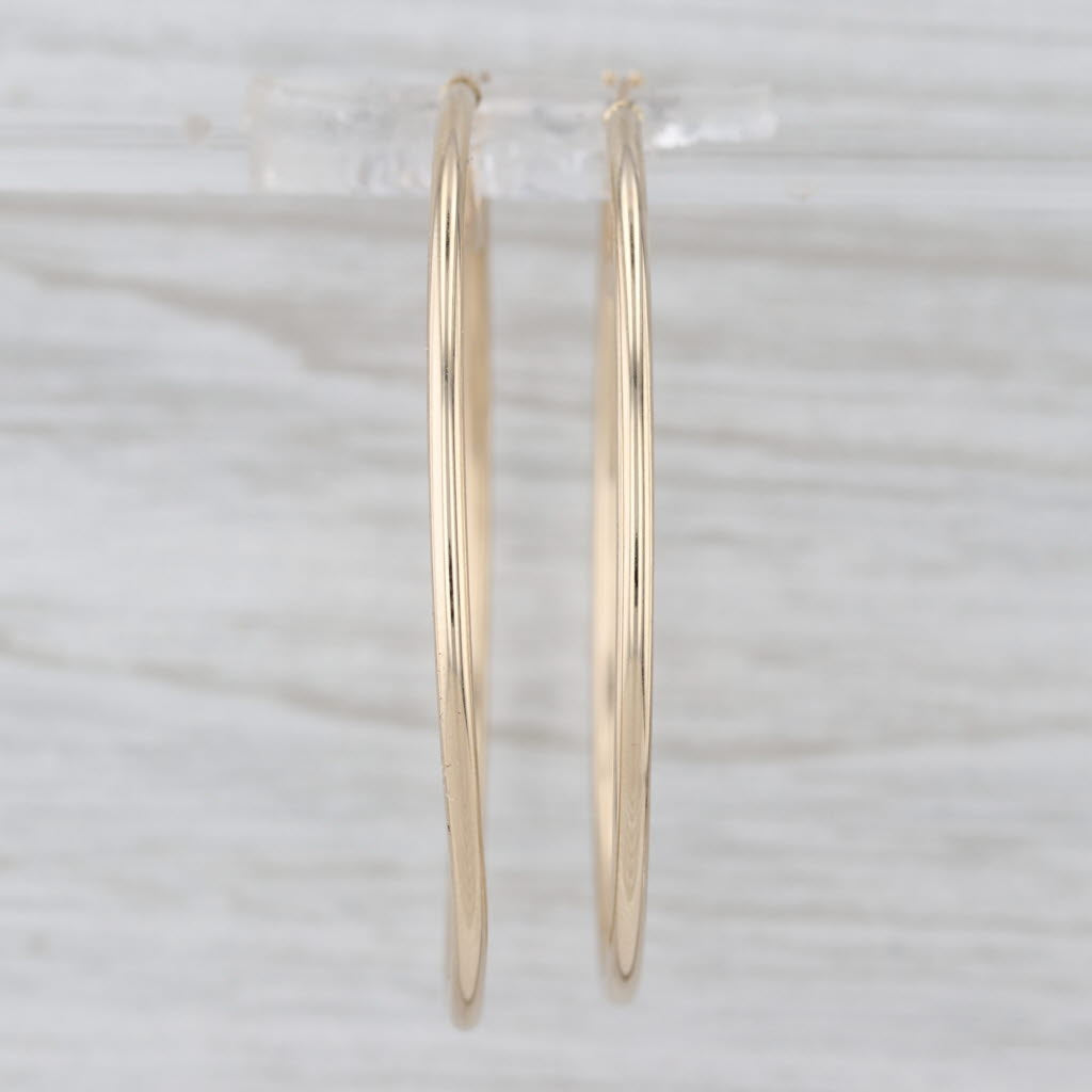 Round Hoop Earrings 10k Yellow Gold Snap Top Post Hoops 45.7 x 1.8 mm