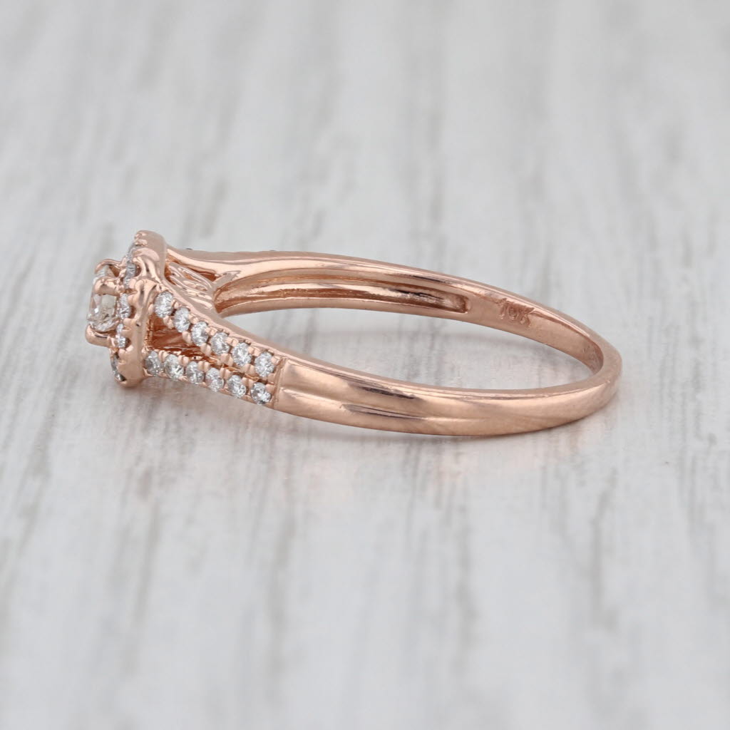 0.40ctw Round Diamond Halo Engagement Ring 10k Rose Gold Size 8.25