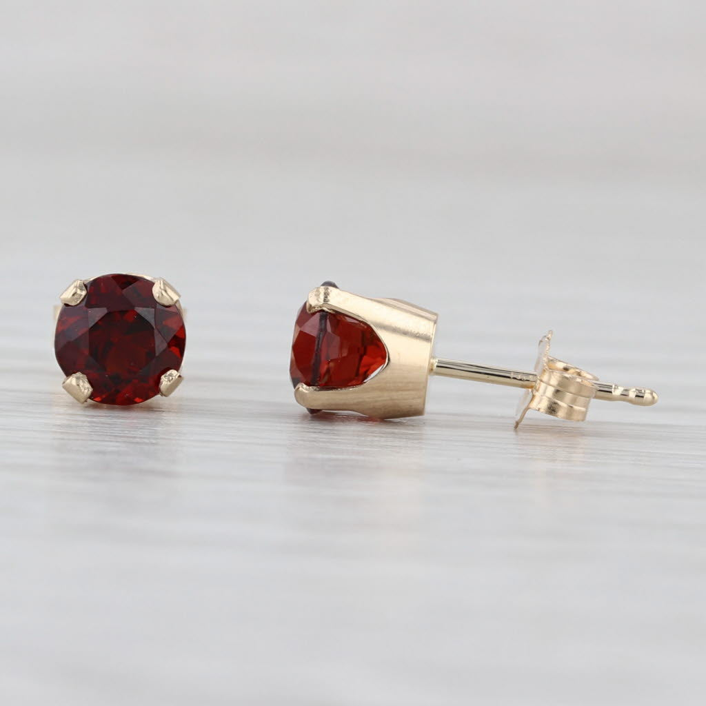 1.70ctw Round Red Garnet Stud Earrings 14k Yellow Gold Solitaire Studs