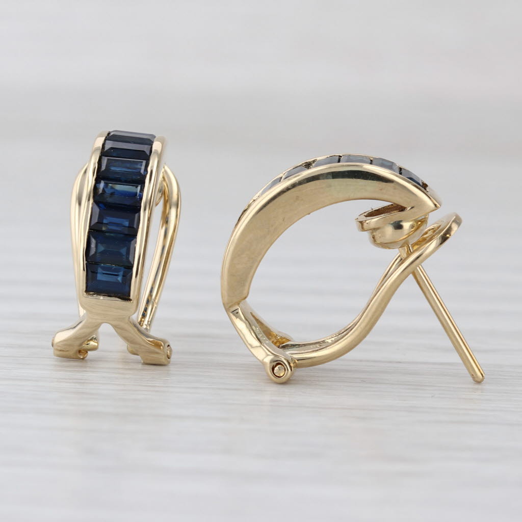 3.36ctw Blue Sapphire Journey Earrings 18k Yellow Gold Clip on or Pierced Option