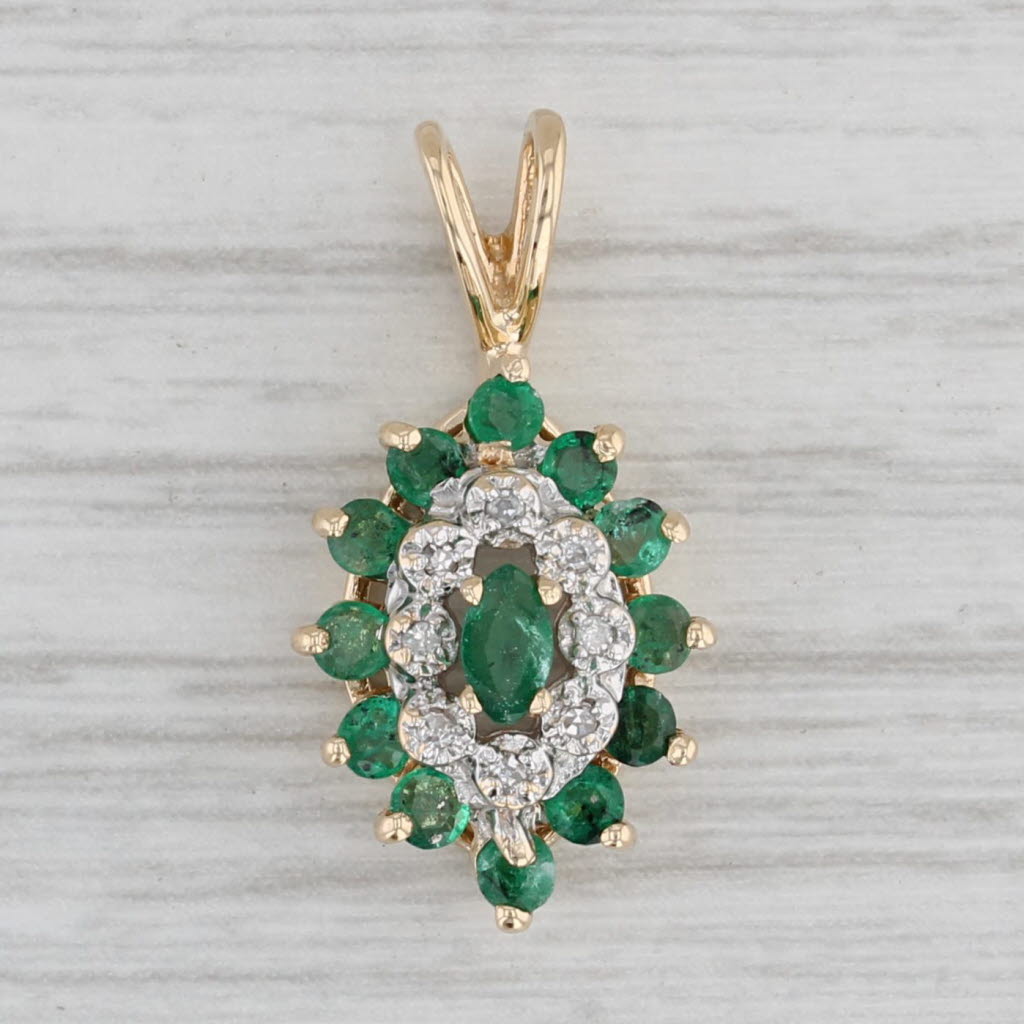 Gray 0.67ctw Emerald Diamond Pendant 10k Yellow Gold Marquise Drop