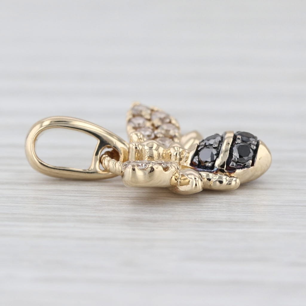 Le Vian 0.29ctw Black Champagne Diamond Bee Pendant 14k Yellow Gold Small Charm