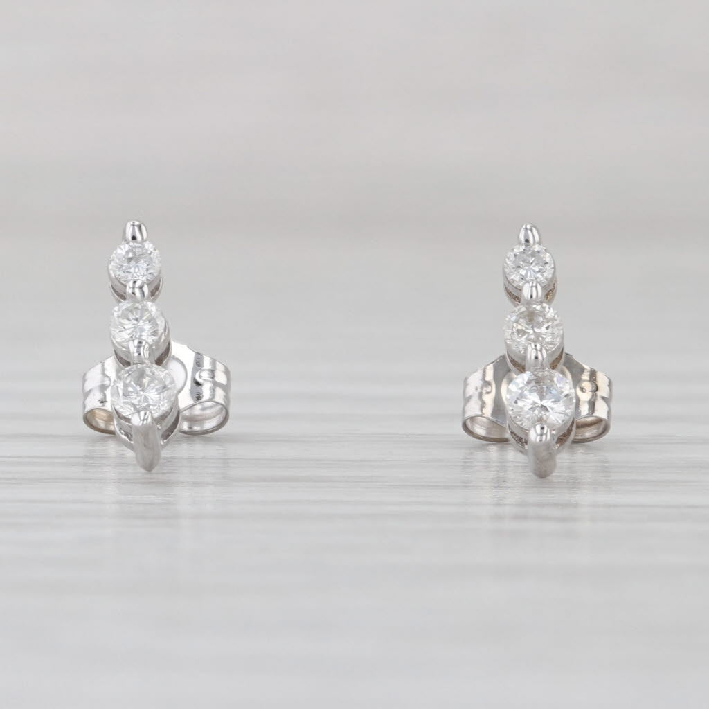 0.20ctw 3-Stone Diamond Journey Stud Earrings 14k White Gold Studs