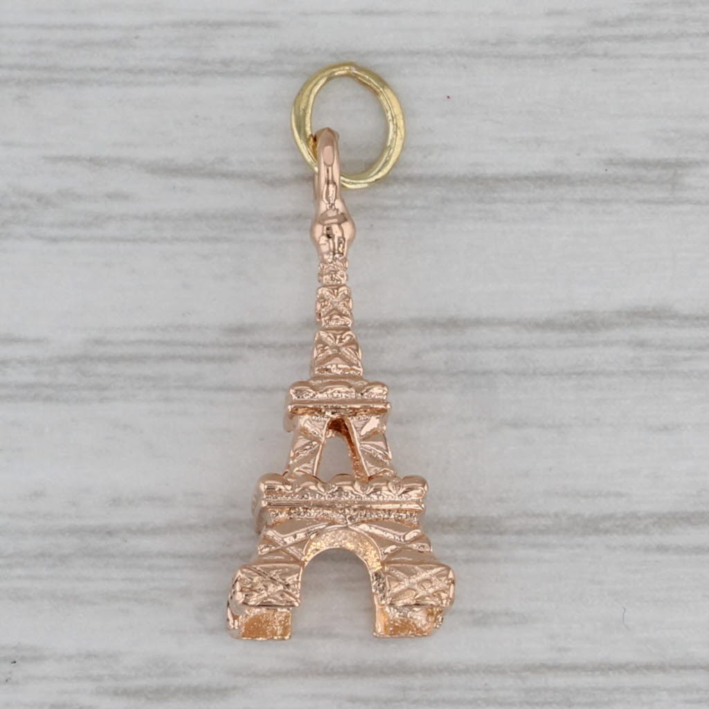 Gray Eiffel Tower Charm 18k Rose Gold Paris France Souvenir Pendant