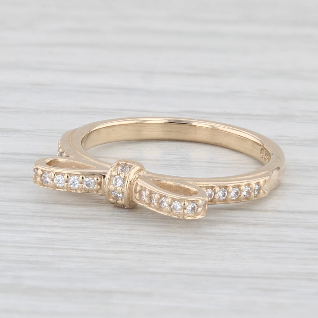 Light Gray Pandora Sparkling Bow Ring 14k Yellow Gold 150175CZ Size 50 5 Cubic Zirconia