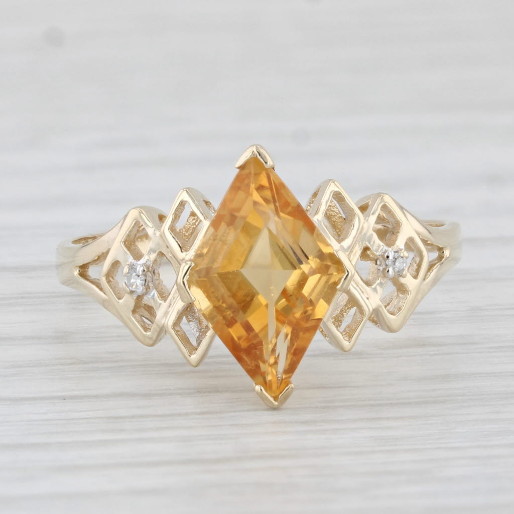 Light Gray 1.75ct Orange Citrine Diamond Ring 10k Yellow Gold Size 10