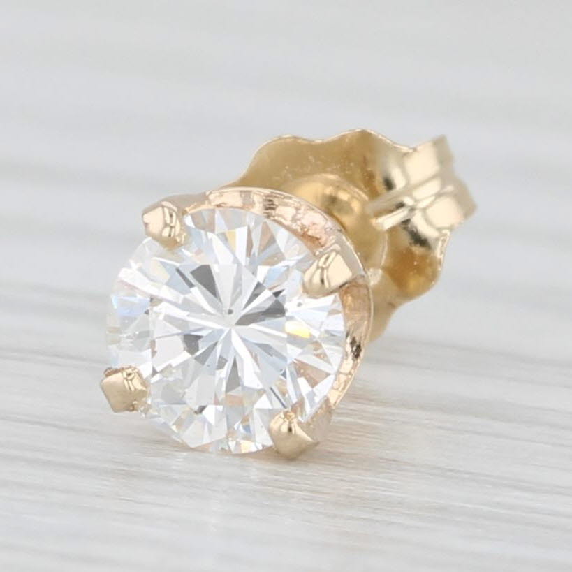 Light Gray Single 0.34ct Round Diamond Solitaire Stud Earring 14k Yellow Gold