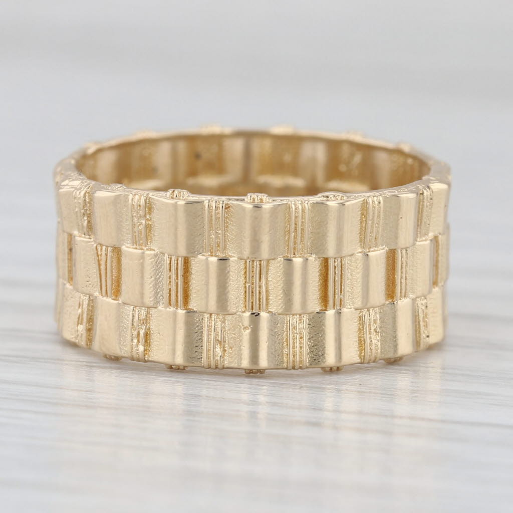 Basket Weave Band 14k Yellow Gold 8.8 mm Size 8 Ring