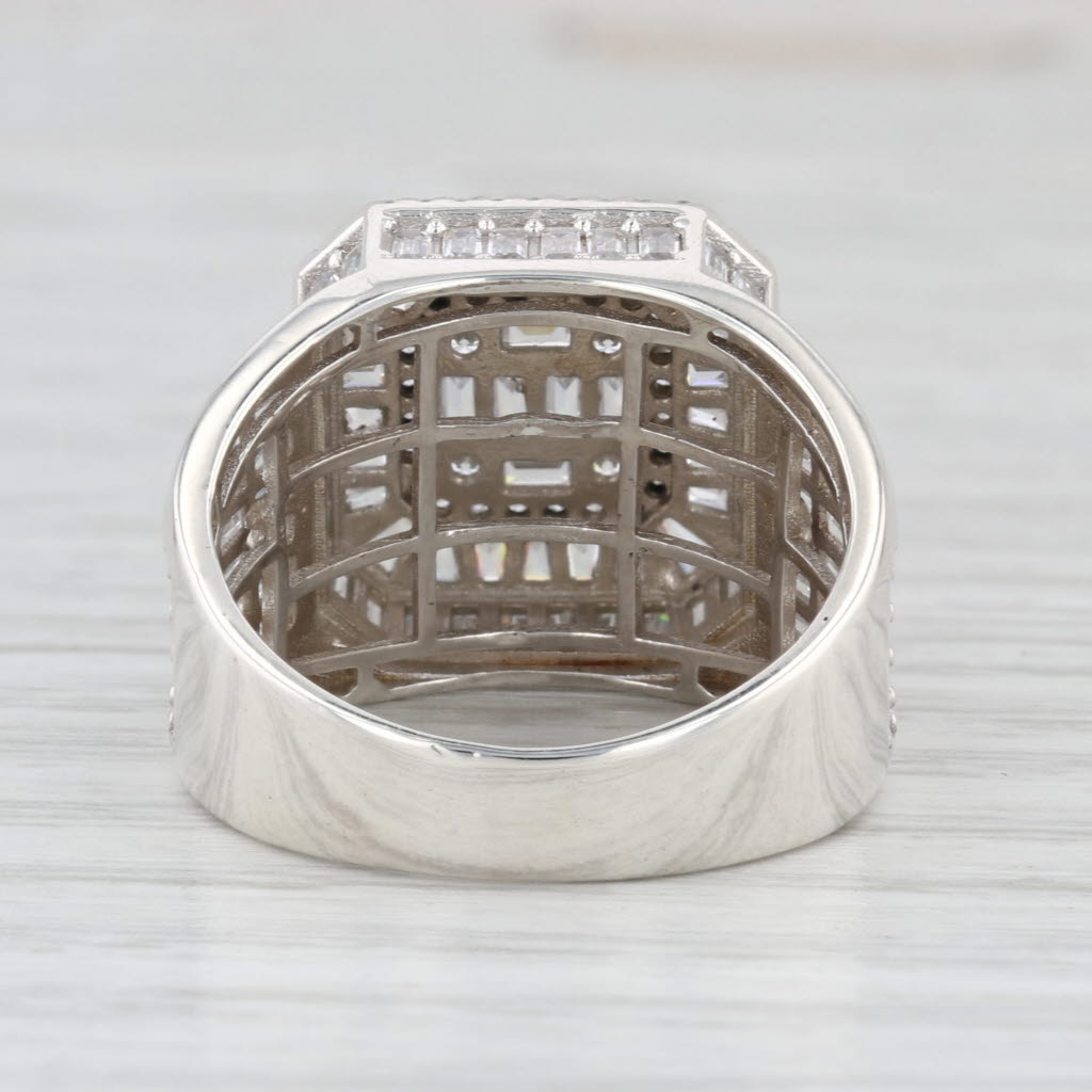 3.40ctw Cubic Zirconia Halo Ring Sterling Silver Size 9