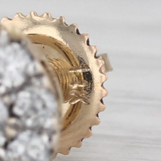 New 0.57ctw Diamond Halo Stud Earrings 14k Yellow Gold Screw Back Studs