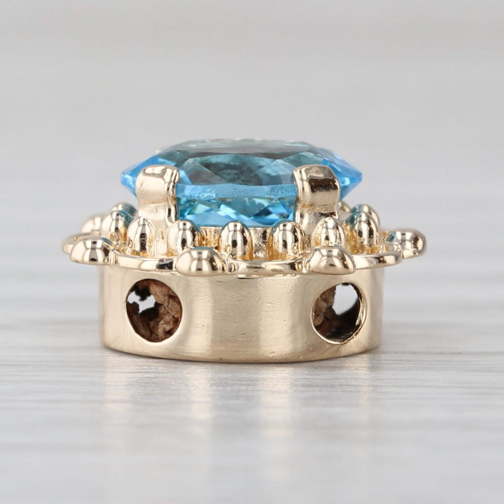 2.50ct Blue Topaz Slide Bracelet Charm 14k Yellow Gold Vintage Richard Glatter