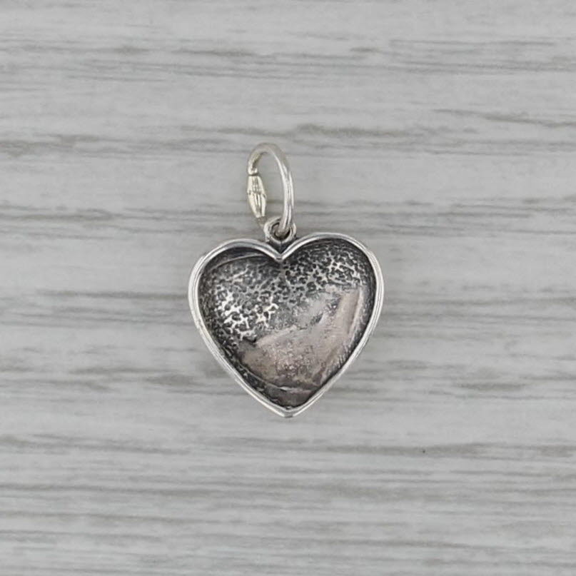 Vintage Puffy Heart Charm Sterling Silver 3D