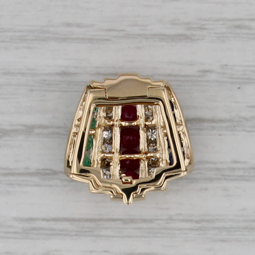1.42ctw Ruby Emerald Sapphire Diamond Pendant 14k Yellow Gold Slide Enhancer