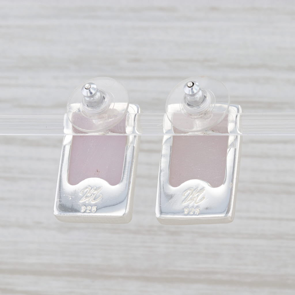 New Nina Wynn Pink Druzy Drop Earrings Sterling Silver Statement