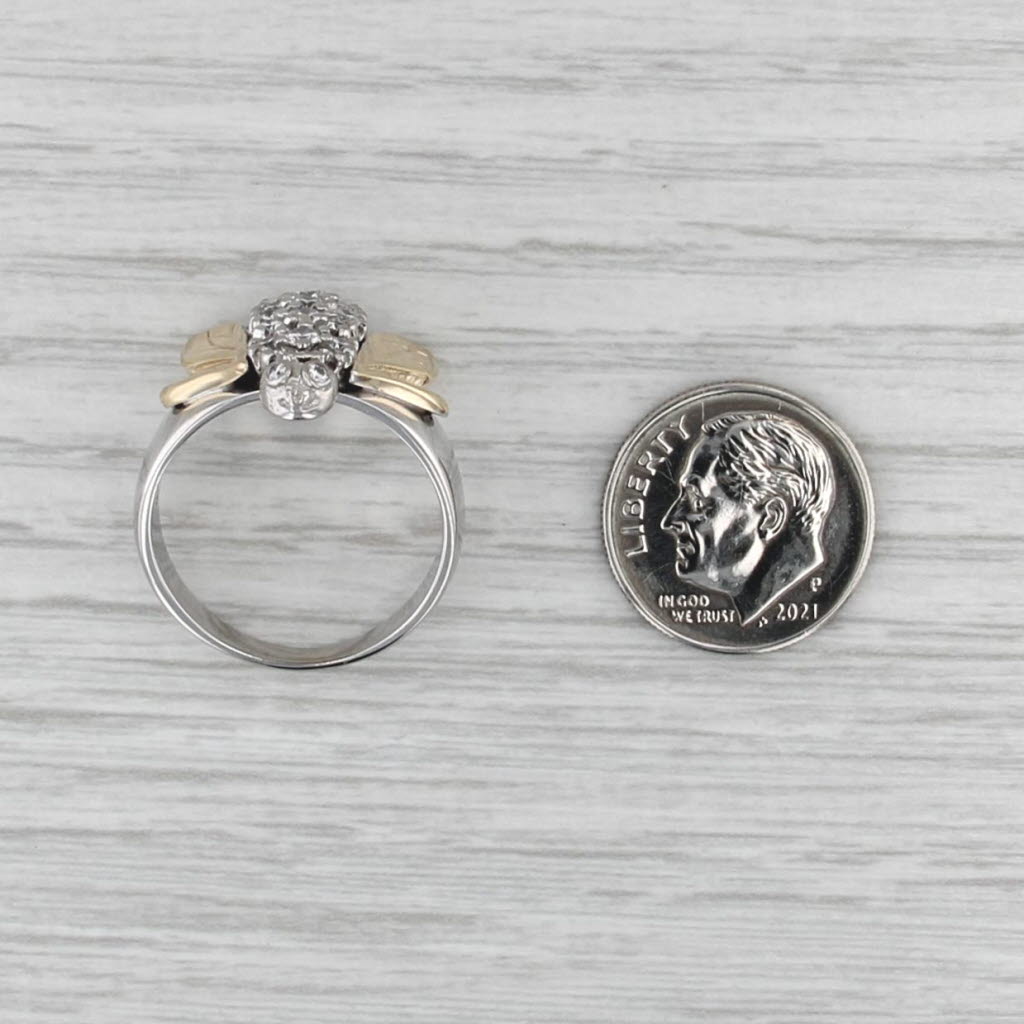 0.66ctw Pave Diamond Bee Ring 14k Yellow White Gold Size 8.5Cocktail
