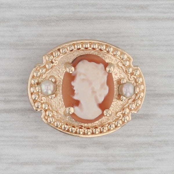Vintage Richard Glatter Cameo Slide Bracelet Charm 14k Yellow Gold Carved Shell