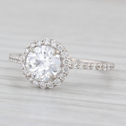 1.39ctw Lab Grown Diamond Halo Engagement Ring 14k White Gold Size 6 IGI