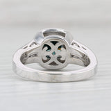 Light Gray 1.86ctw Round Teal Diamond Halo Engagement Ring 18k White Gold Size 7.75 IGI