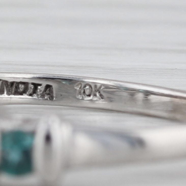 0.30ctw Blue Green Alexandrite Ring 14k White Gold Size 7 Stackable Wedding Band