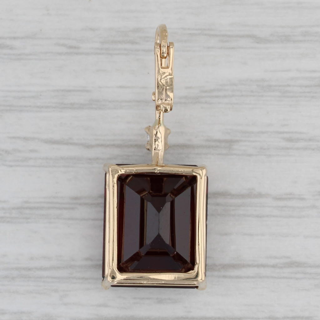 Gray 7.05ct Garnet Solitaire Pendant 14k Yellow Gold Clip Bail Enhancer