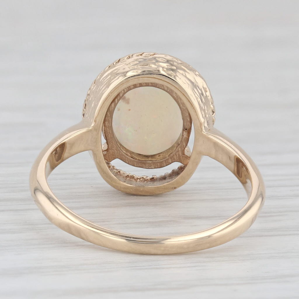 Light Gray Oval Opal Solitaire Ring 10k Yellow Gold Size 6.5