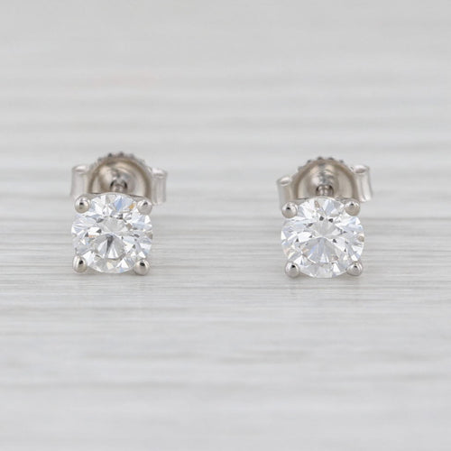 IGI 0.71ctw Lab Grown Diamond Stud Earrings 14k White Gold Round Solitaire Studs
