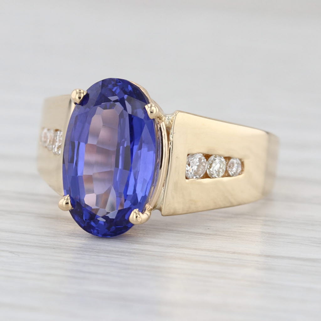 5.01ctw Oval Tanzanite Diamond Ring 14k Yellow Gold Size 8-8.25