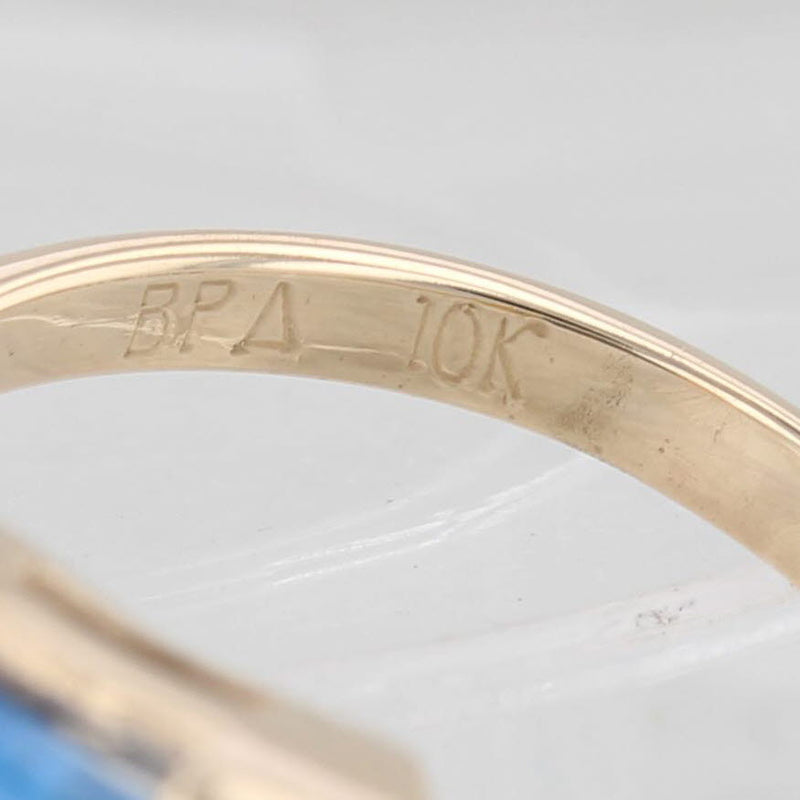 Light Gray Phi Kappa Phi Signet Ring 10k Gold Blue Glass Fraternity Honor Society Size 6