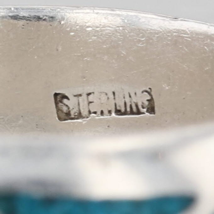 Vintage Southwestern Turquoise Mosaic Ring Sterling Silver Size 13.5 Men's Band