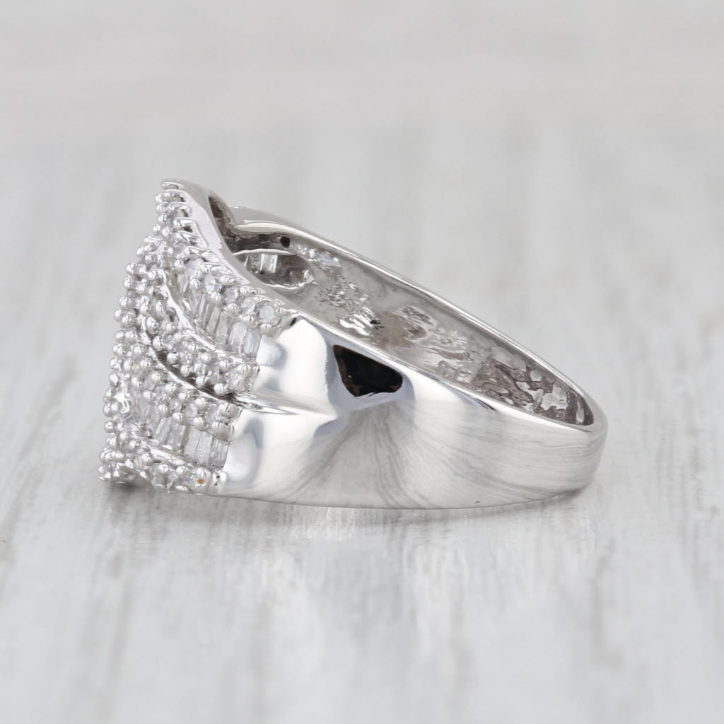 1.07ctw Pave Diamond Overlay Ring 10k White Gold Size 8