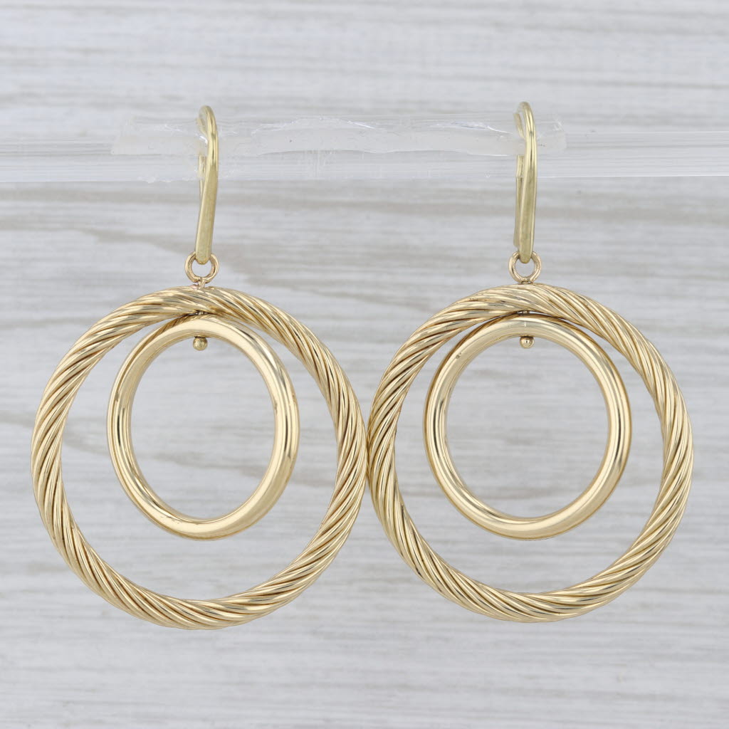 David Yurman Mobile Double Hoop Dangle Earrings 18k Yellow Gold Hook Posts