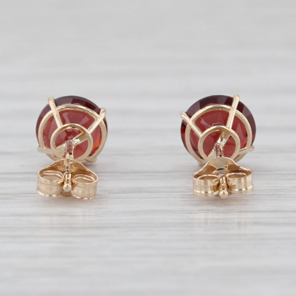 1.75ctw Garnet Stud Earrings 10k Yellow Gold Round Solitaire Studs