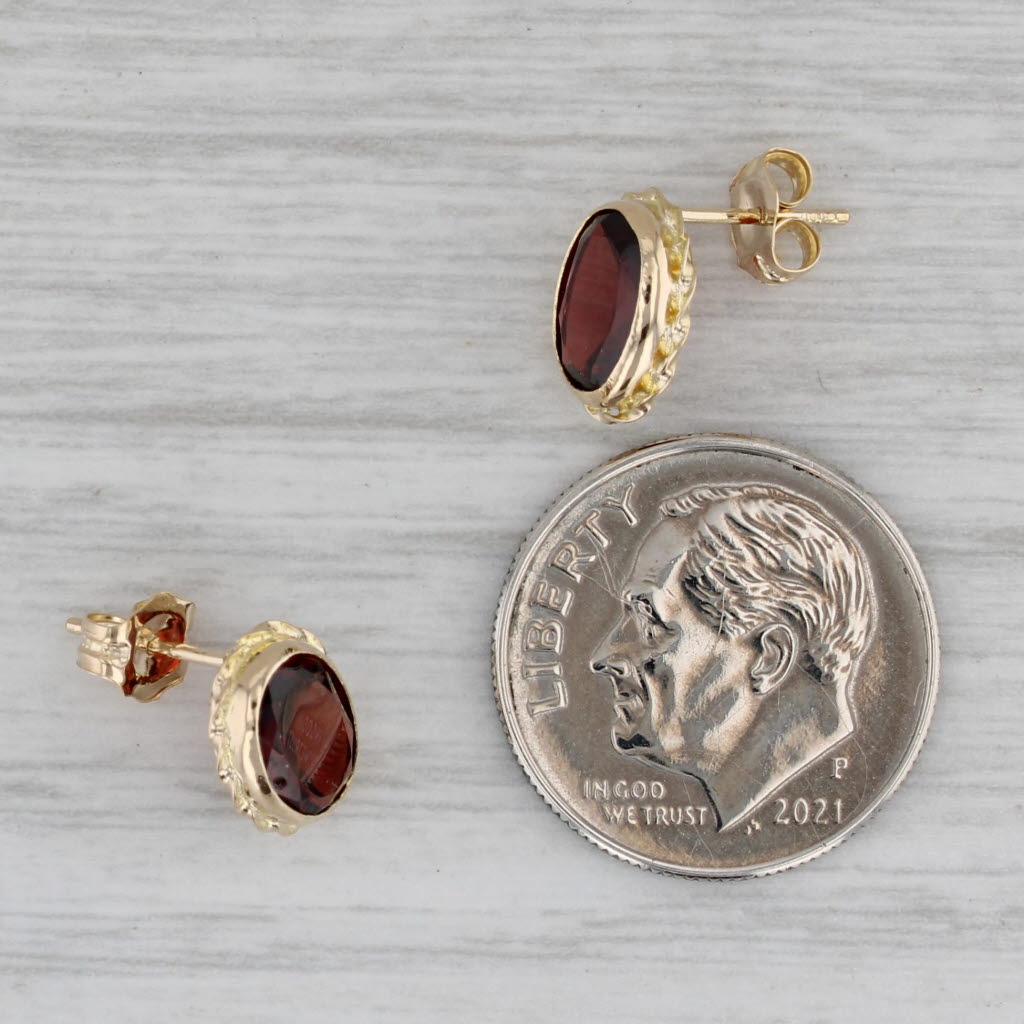 Gray 3ctw Oval Garnet Stud Solitaire Earrings 14k Yellow Gold