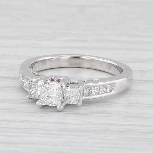 0.95ctw Princess Diamond Engagement Ring 14 White Gold Size 6.75 3-Stone