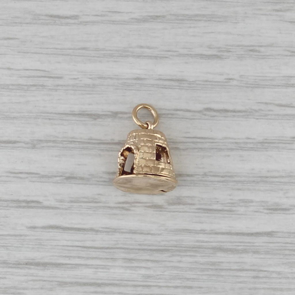 Vintage St Criox Sigar Mill Charm 14k Gold Bahamas Souvenir Pendant Opens