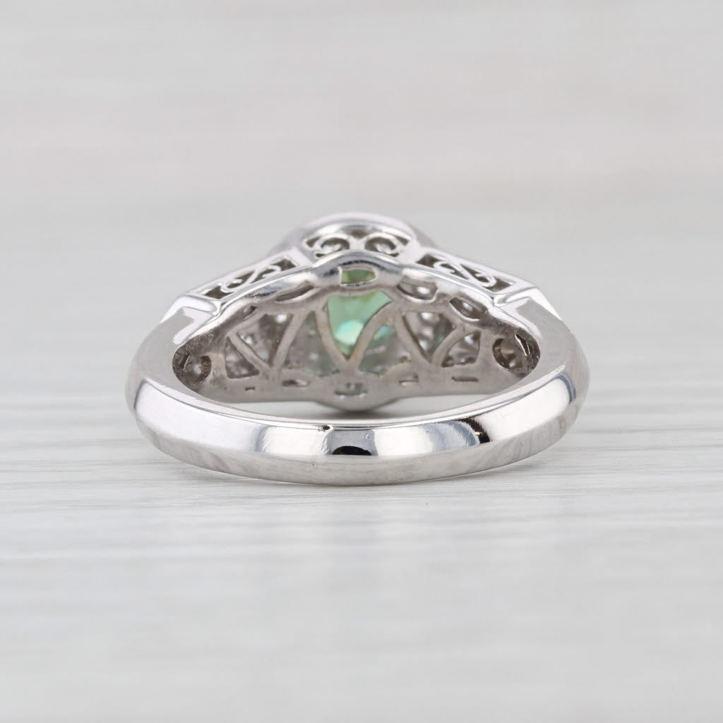 1.60ctw Green Zircon Diamond Halo Ring 14k White Gold Size 8 Engagement