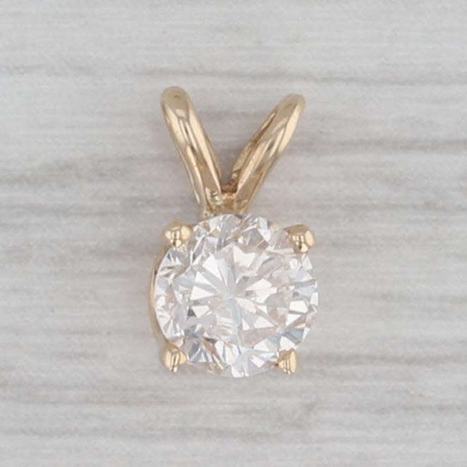 Gray 0.36ct Round Diamond Solitaire Pendant 14k Yellow Gold Small Drop