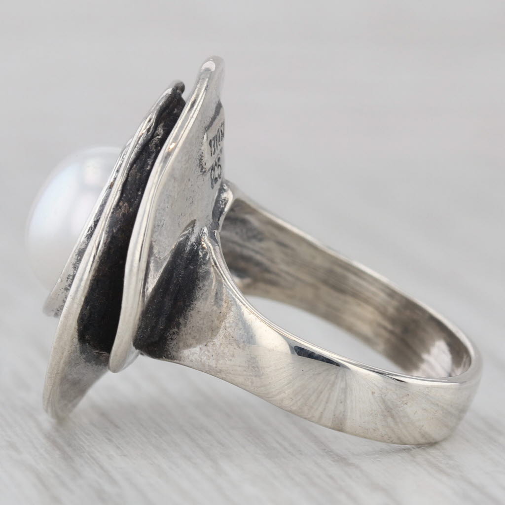 Gray Silpada 8.5mm Cultured Pearl Swirl Ring Rose Lily R2121 Sterling Silver Size 6