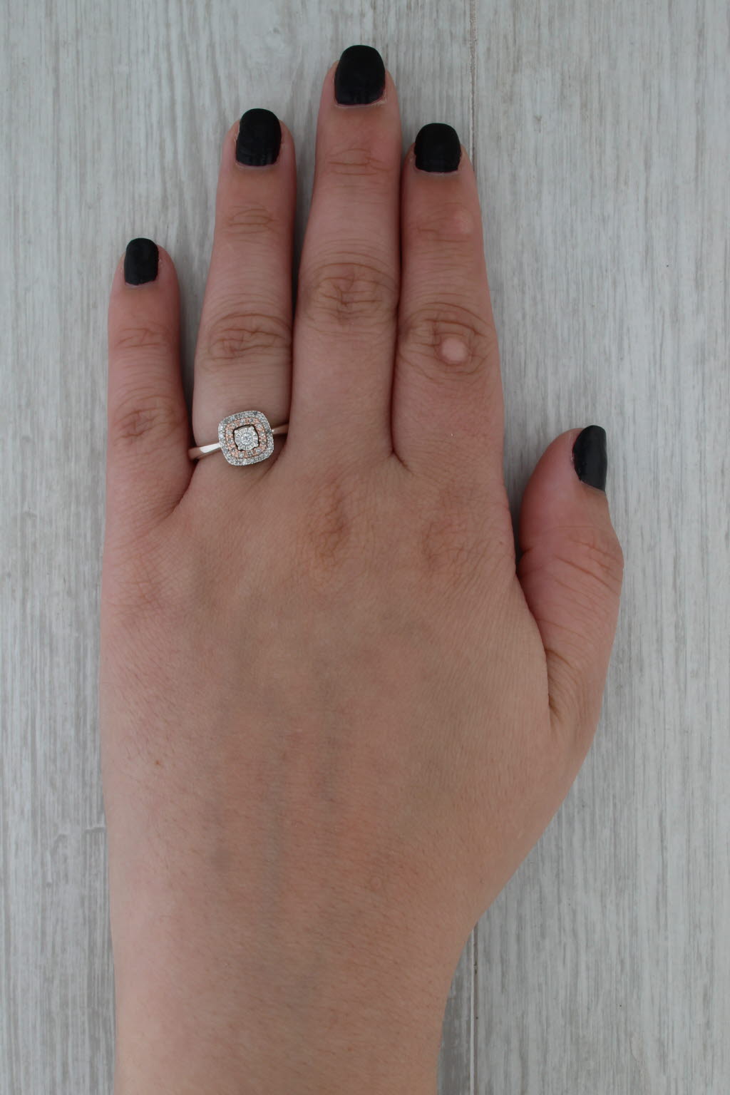 0.15ctw Diamond Halo Engagement Ring Sterling Silver 10k Rose Gold Size 7