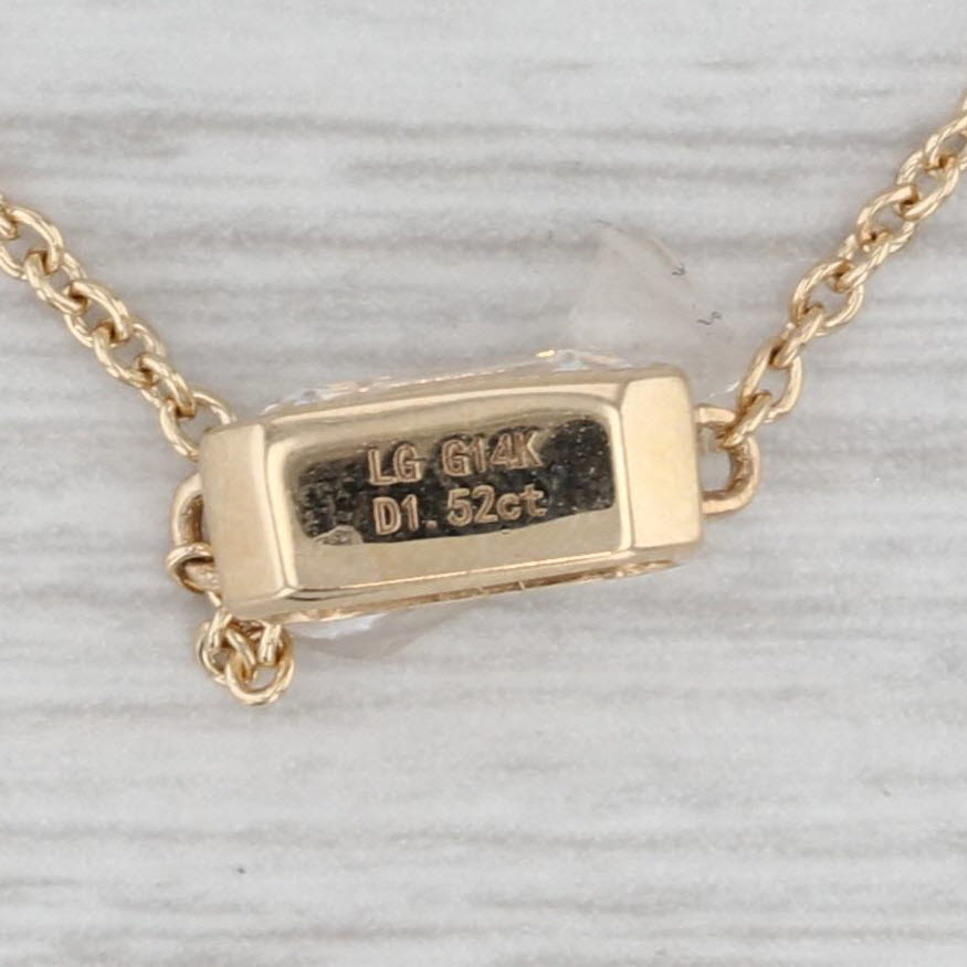 New 1.52ct Emerald Cut Lab Grown Diamond Pendant Necklace 14k Gold E VS1 IGI
