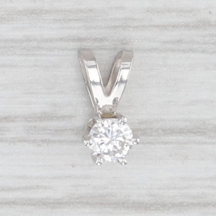 Light Gray New 0.11ct Round Solitaire Small Drop Pendant 14k White Gold
