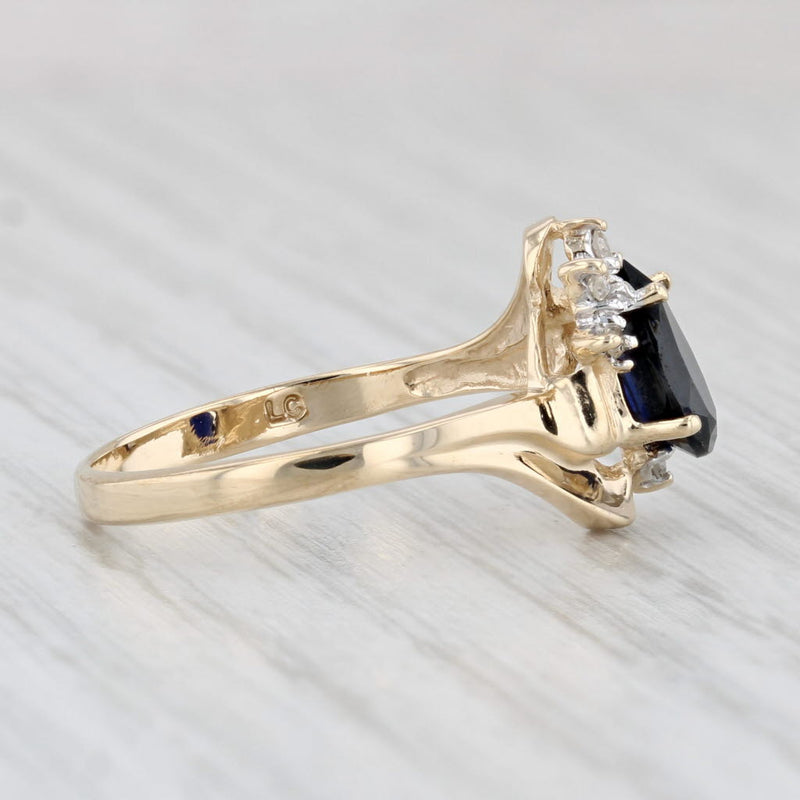 Light Gray 0.99ctw Lab Created Sapphire Diamond Ring 14k Gold Teardrop Bypass Size 7.25