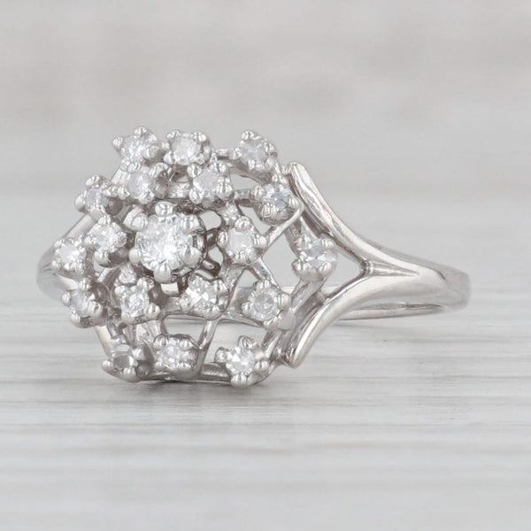 Gray Vintage 0.20ctw Diamond Cluster Ring 14k White Gold Engagement Size 6.25