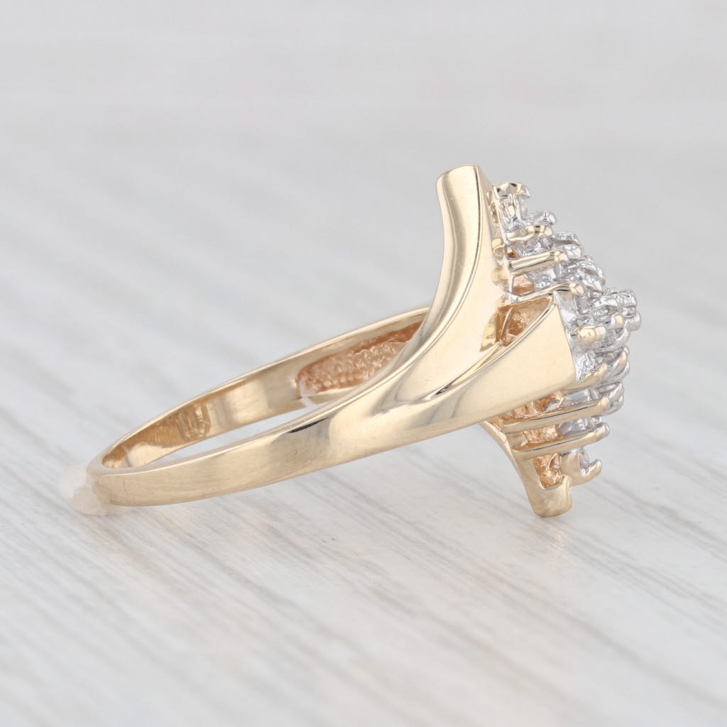 Light Gray 0.25ctw Diamond Cluster Bypass Ring 10k Yellow Gold Size 8.5