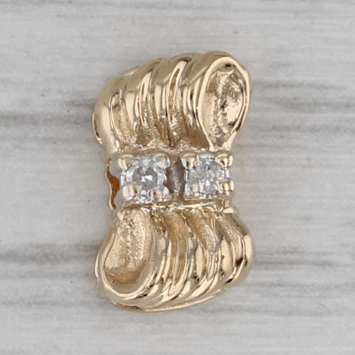 Gray Diamond Bow Slide Bracelet Charm 10k Yellow Gold