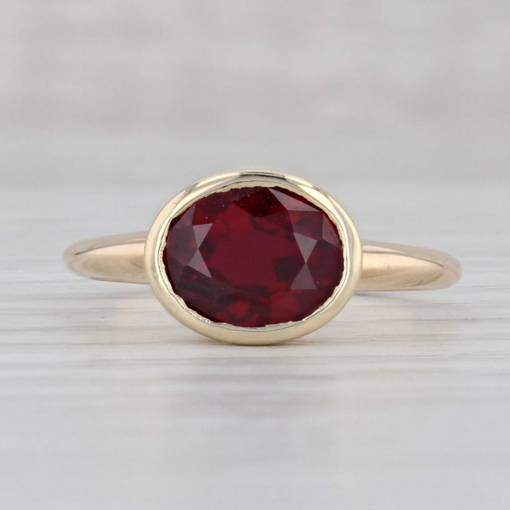 Gray 2.50ct Lab Created Ruby Ring 14k Yellow Gold Size 7.25 Oval Solitaire