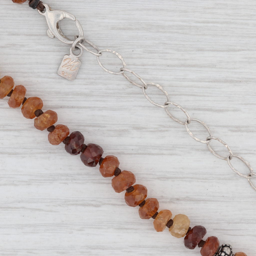 New Nina Wynn Garnet Bead Heirloom Necklace Sterling Silver 39.5-43.5" Long